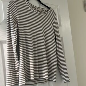J Crew Grey stripped Tee size Large